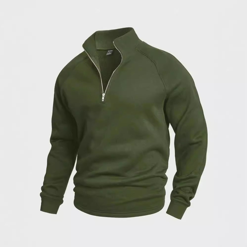 Men's Zipped Stand Collar Fleece Sweater Autumn And Winter