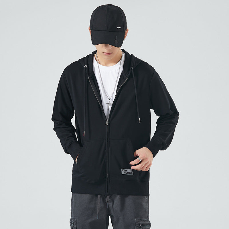 Autumn And Winter Fleece Zipper Sweater Hooded Loose Men's Sports Casual Cardigan Coat