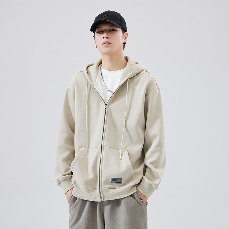 Autumn And Winter Fleece Zipper Sweater Hooded Loose Men's Sports Casual Cardigan Coat